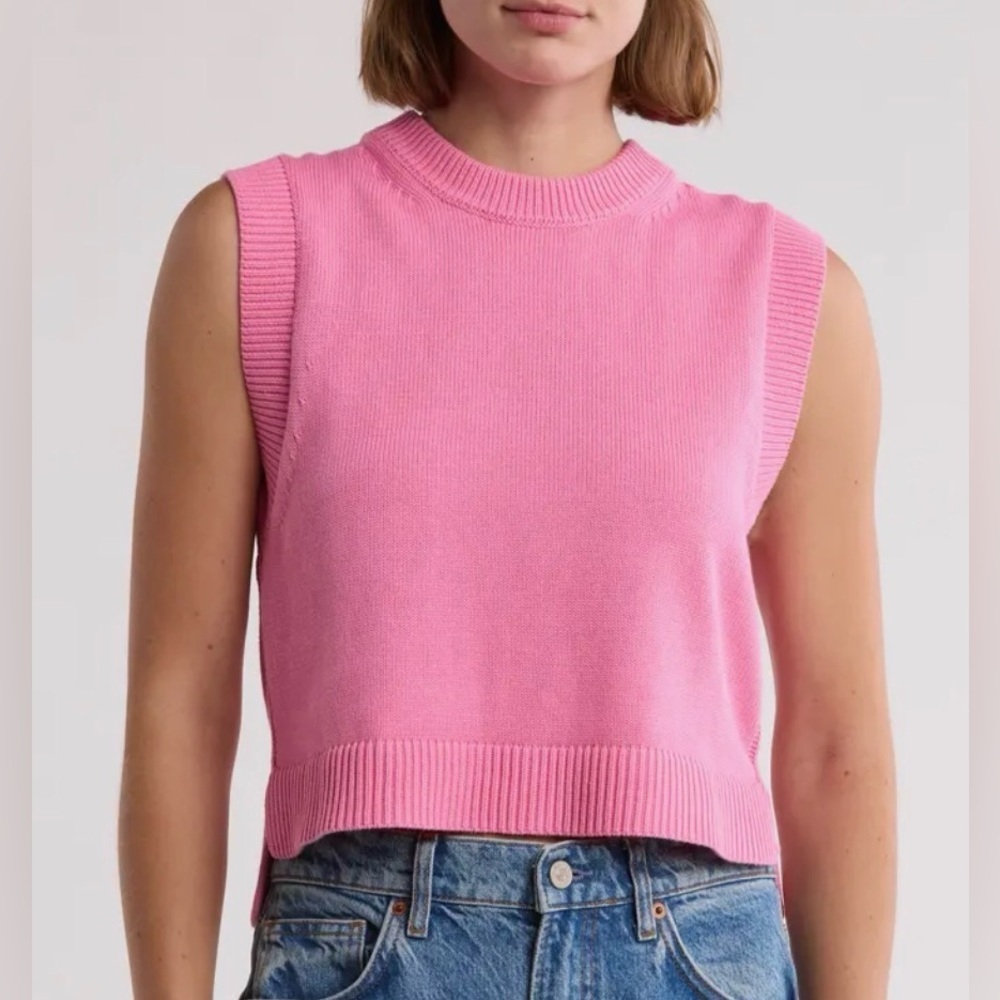 French Connection Pink Mozart Cotton Sweater‎ Tank